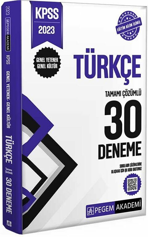 Pegem Yayınları 2023 KPSS Genel Yetenek Türkçe 30 Deneme