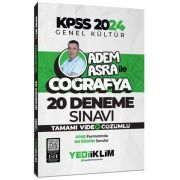 Yediiklim Yayınları 2024 KPSS Genel Kültür Adem Asra ile Coğrafya Tamamı Video Çözümlü 20 Deneme Sınavı