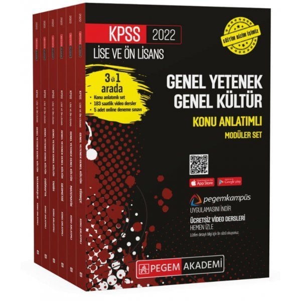 Pegem Yayınları 2022 KPSS Lise ve Önlisans Genel Yetenek Genel Kültür Video Destekli Konu Anlatımlı Modüler Set