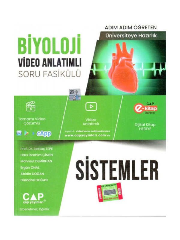 Çap Yayınları Üniversiteye Hazırlık Biyoloji Sistemler Video Anlatımlı Soru Fasikülü