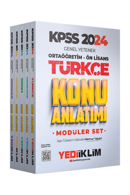 Yediiklim Yayınları 2024 KPSS Ortaöğretim-Önlisans GK-GY Konu Anlatımlı Modüler Set