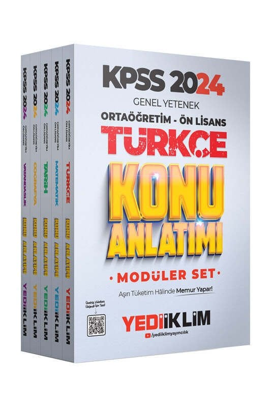 Yediiklim Yayınları 2024 KPSS Ortaöğretim-Önlisans GK-GY Konu Anlatımlı Modüler Set