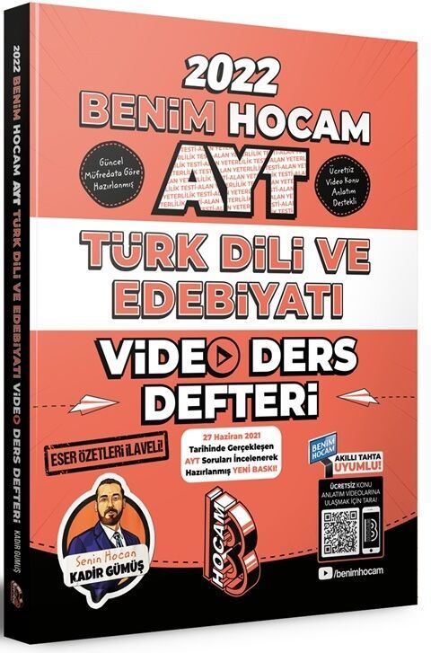 Benim Hocam Yayınları 2022 AYT Türk Dili ve Edebiyatı Video Ders Defteri