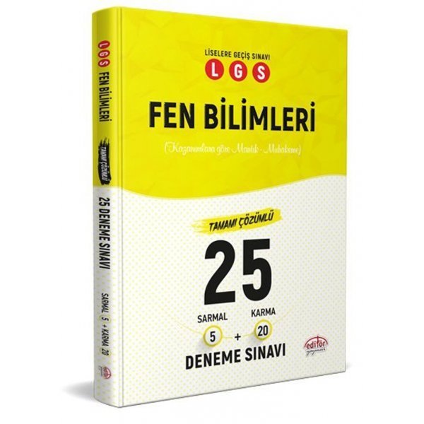 Editör Yayınları LGS Fen Bilimleri 5 Sarmal + 20 Karma 25 Deneme Sınavı