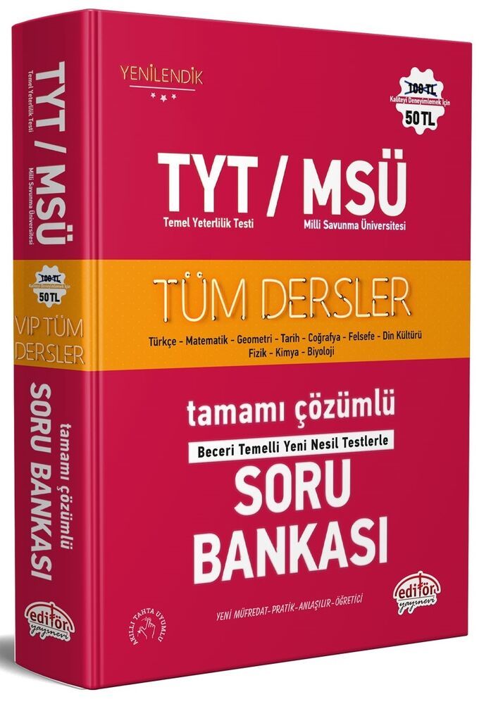 Editör Yayınları TYT MSÜ Tüm Dersler Çözümlü Soru Bankası