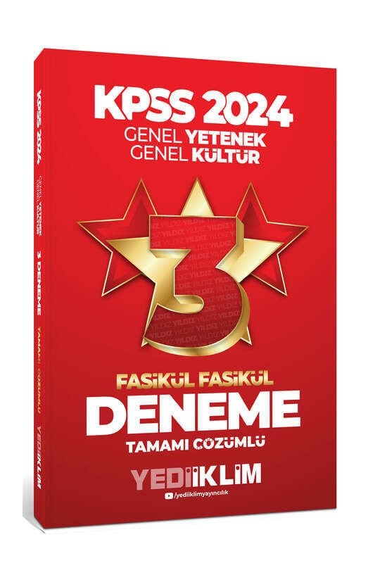 Yediiklim Yayınları 2024 KPSS Genel Yetenek Genel Kültür Tamamı Çözümlü 3 Yıldız Fasikül Deneme