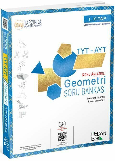 ÜçDörtBeş Yayınları TYT AYT Geometri Soru Bankası 1. Kitap