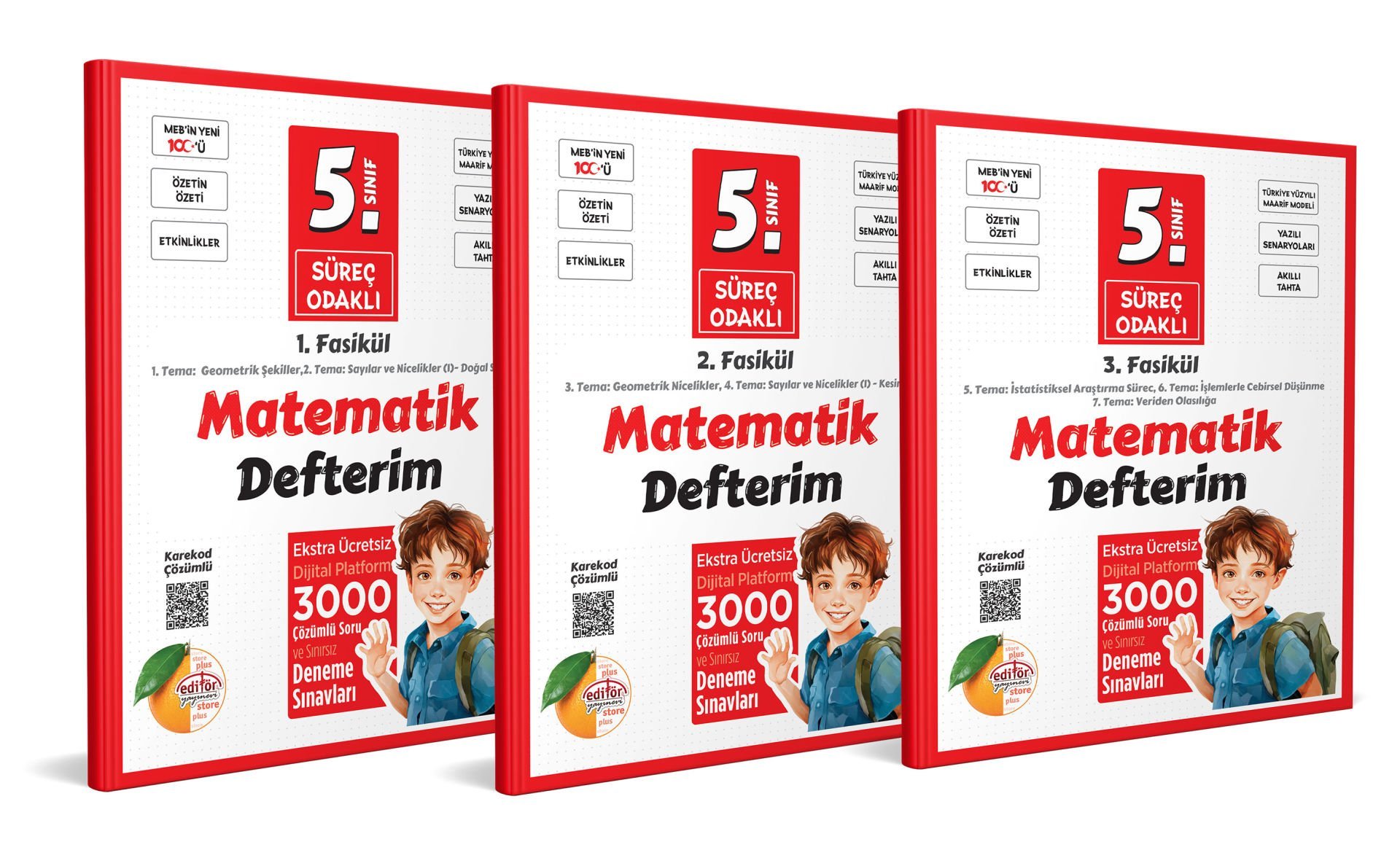 5. Sınıf Süreç Odaklı Matematik Defterim (3 Fasikül) - Karekod Çözümlü