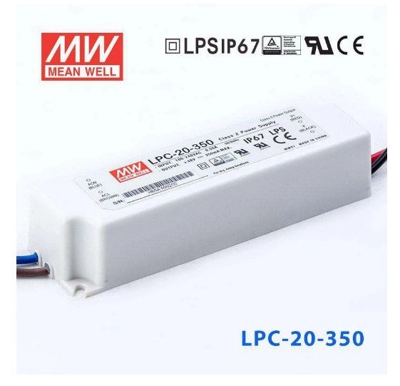 LPC-20-350, 350mA 20W Sabit Akım Ekonomik Led Driver Meanwell