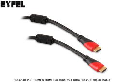 10mt HDMI Kablo Eyfel HD-4K10 19+1 HDMI to HDMI 10m Kılıflı v2.0 Ultra HD 4K 2160p 3D Kablo