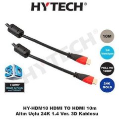 10mt HDMI Kablo Hytech HY-HDM10 HDMI TO HDMI 10m Altın Uçlu 24K 1.4 Ver. 3D Kablosu