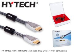 1,5mt HDMI Kablo Hytech HY-PP800 HDMI TO HDMI 1.5m Altın Uçlu 24K 1.4 Ver. 3D Kablosu