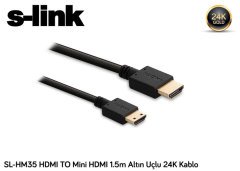 1,5mt S-link SL-HM35 HDMI TO Mini HDMI 1.5m Altın Uçlu 24K Kablo