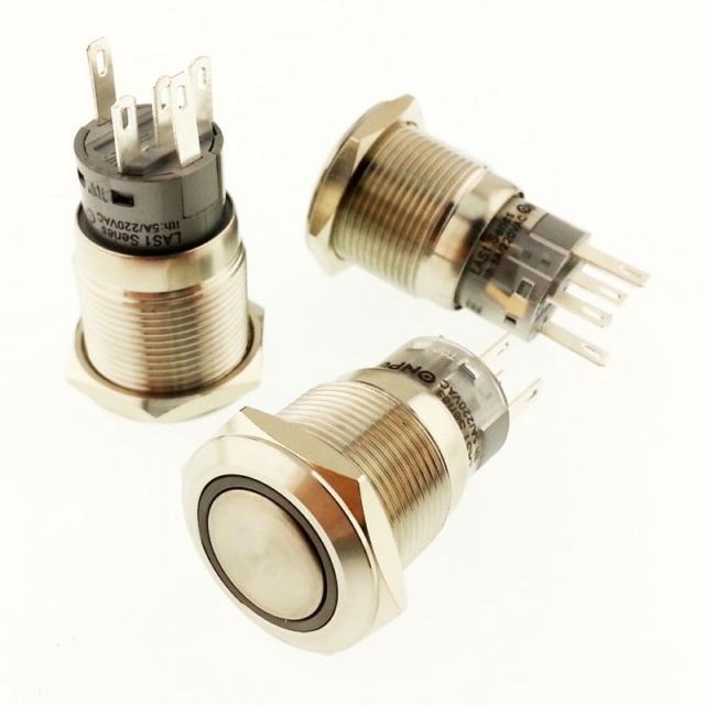 ANAHTAR YUVARLAK Metal Su Geçirmez KIRMIZI 19mm 12V/24V Halka Led'li