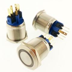 ANAHTAR YUVARLAK Metal Su Geçirmez TURUNCU 22 mm 24V Halka Led'li