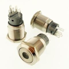ANAHTAR YUVARLAK Metal Su Geçirmez MAVİ 19mm 12V/24V Nokta Led'li