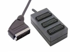 Scart 1/3 Scart Dağıtıcı Switch'li Altın Uç