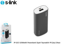 S-link IP-G52 5200mAh Powerbank Siyah Taşınabilir Pil Şarj Cihazı