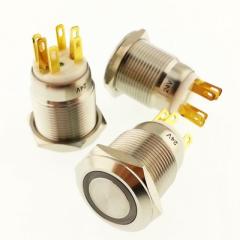 BUTON YUVARLAK Metal Su Geçirmez 19mm 220V BEYAZ HALKA Led'li