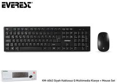 Everest KM-6063 Siyah Kablosuz Q Multimedia Klavye + Mouse Set