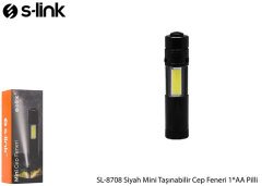 Siyah Mini Taşınabilir Cep Feneri 1*AA Pilli S-link SL-8708