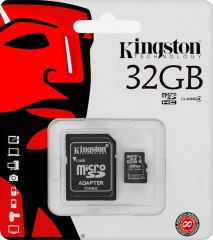 FLASH MEMORY micro SD Card+ADAPTÖR DÖNÜŞTÜRÜCÜ 32GB + KİNGSTON SDC4/32GB