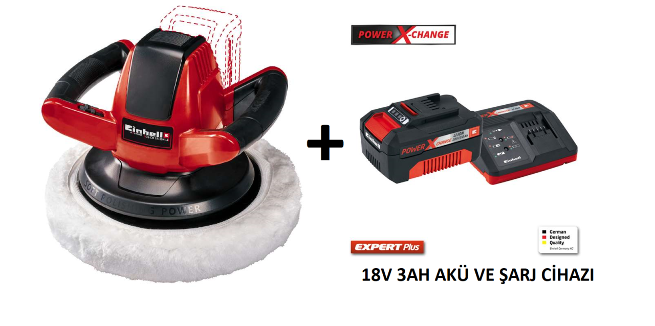 Einhell CE-CB 18/254 Lİ 18V 3AH Akülü Polisaj Makinesi