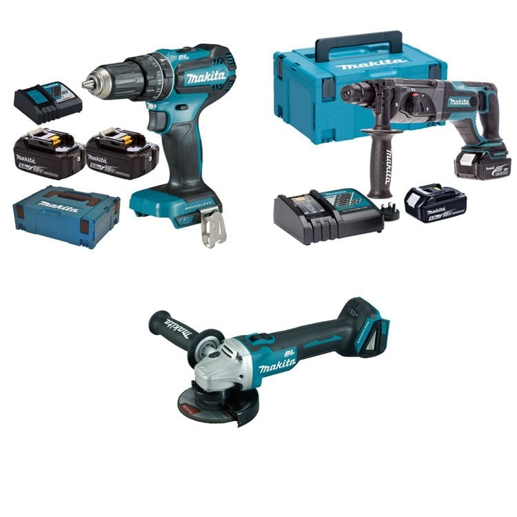 Makita DHR241RMJ + DGA456Z + DHP485RTJ 18V 5Ah Akülü Profesyonel Usta Seti