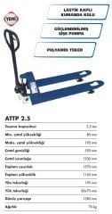 Atlas ATTP 2.5 ton Profesyonel Transpalet