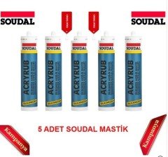 Soudal Acryrub Mastik 500 gr Beyaz 5 Adet