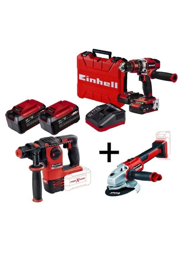 Einhell KİT2 18V Li-ion Akülü Kırıcı Delici + Şarjlı Matkap + Taşlama Seti
