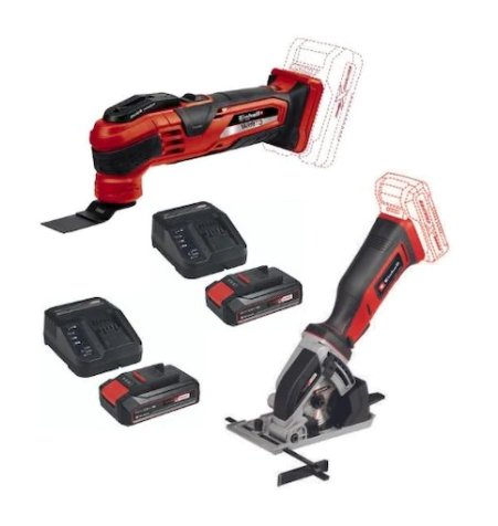 Einhell TE-CS 18/89 Mini Daire Testere + Varrito Akülü Raspalama Makinesi 2x2.5 Ah Akülü Set