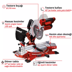 Einhell TE-MS 18/210 Li - Solo, Akülü Gönye Testere (Akü ve şarj cihazı dahil değildir) 4300890