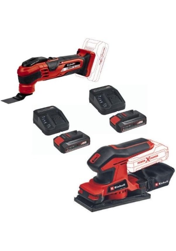 Einhell TC-OS 18/187 Akülü Zımpara + Varrito Raspalama Makinesi + 2x2.5Ah Akü Seti