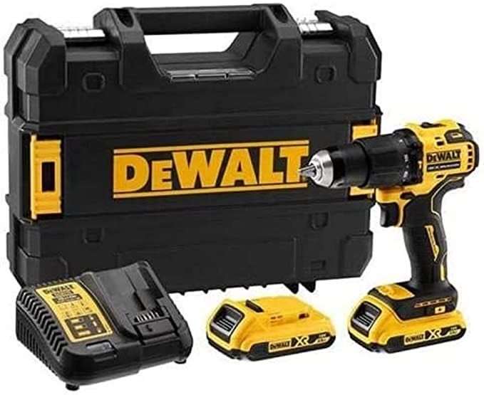 Dewalt DCD709D2T-QW Kompakt Kömürsüz Akülü Darbeli̇ Matkap, 18v 2.0ah, Sarı