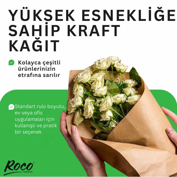 Kraft Rulo Ambalaj Kağıdı, Çeyiz, Hediye Paketleme, Çiçek Buket, DIY Kağıdı, 80 gr - 50cm x 10m