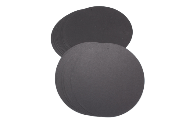 Delikli Kraft Etiket - 50 Adet - Çap 15 cm - Siyah