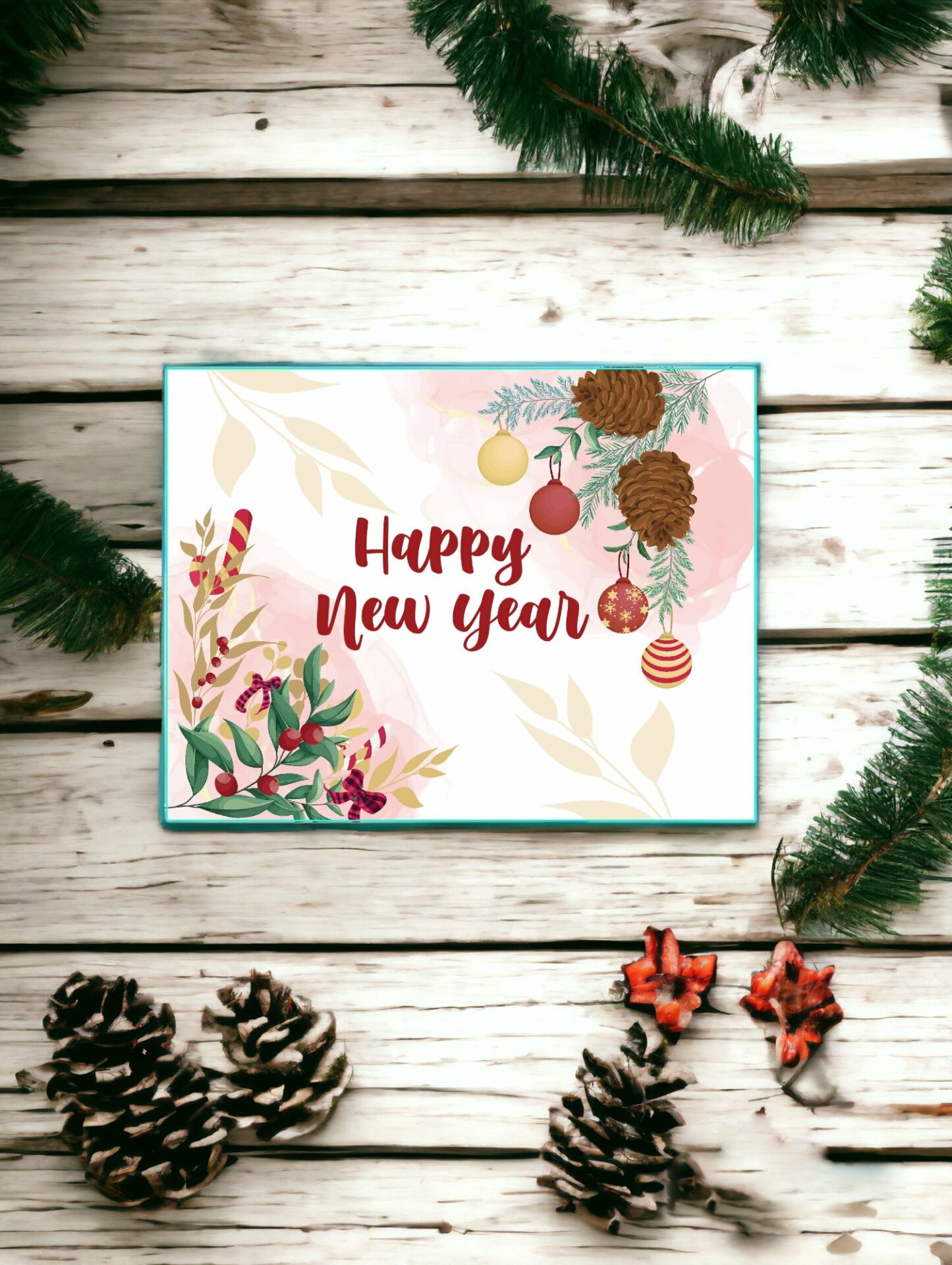 Roco Paper Yeniyıl Yılbaşı Tebrik Kartı Happy New Year Yazılı 12,5*9,5 cm 25 Adet
