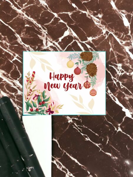 Roco Paper Yeniyıl Yılbaşı Tebrik Kartı Happy New Year Yazılı 12,5*9,5 cm 25 Adet