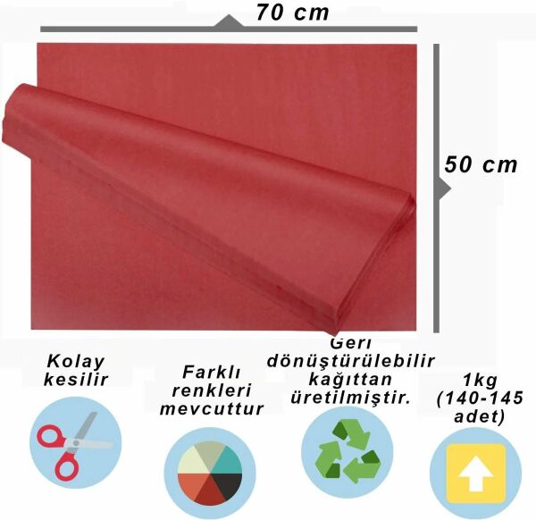Kırmızı Pelur Kağıt 1kg 70x100 cm - Ekonomik Seri - 68-72 Sayfa