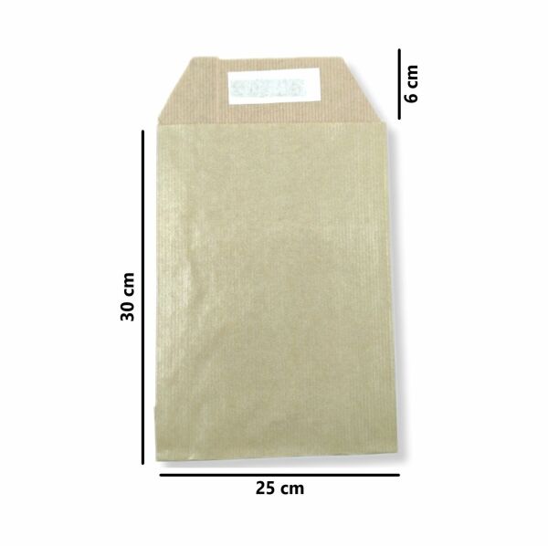 Roco Paper Hediye Paketi 25*6*30 cm Dipsiz Kese Kağıdı Yapışkanlı Ağız Altın 25'li Paket