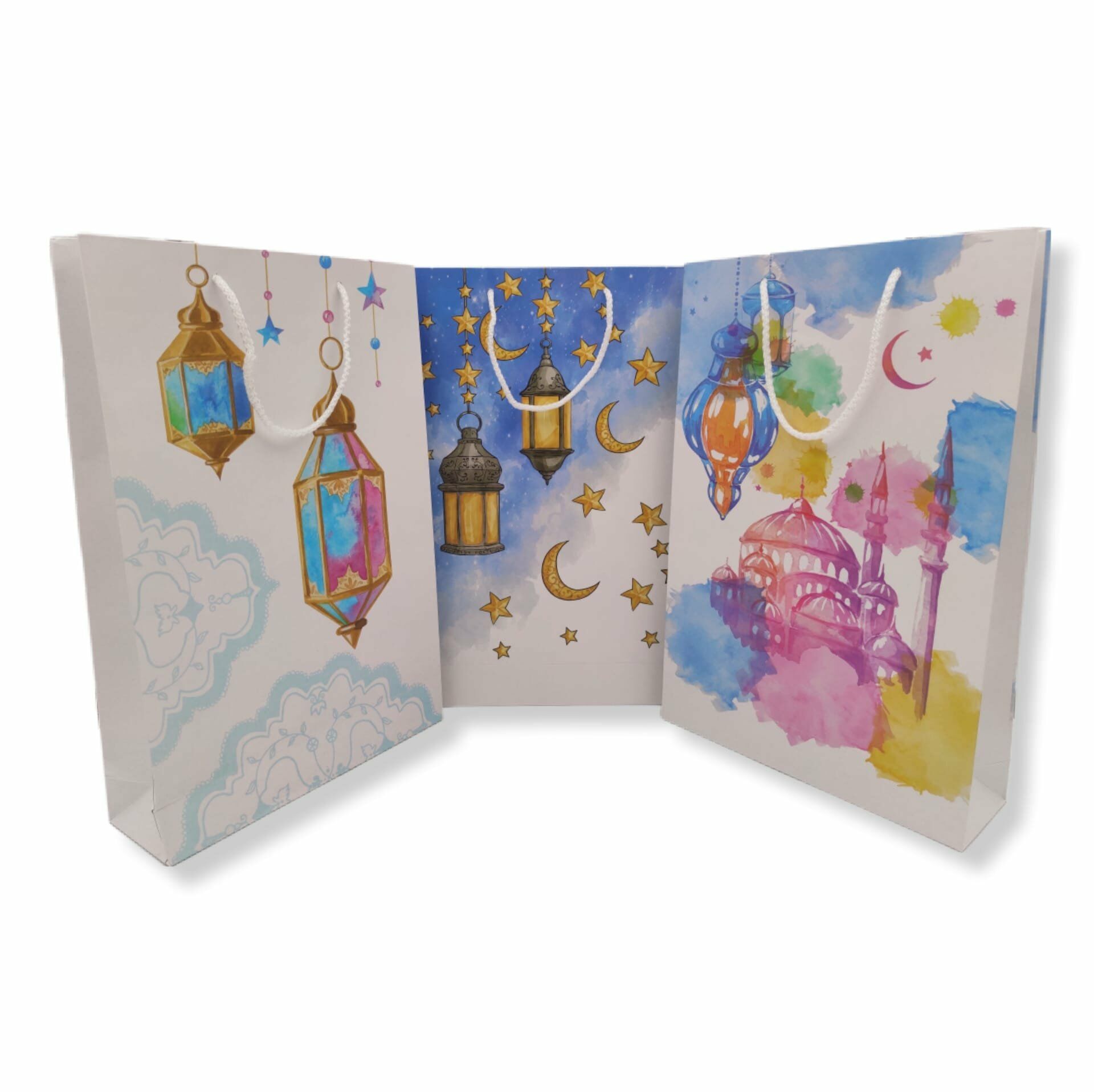 Roco Paper Karton Çanta Ramazan Tema Baskılı Set 26*40*8 cm 3 Adet