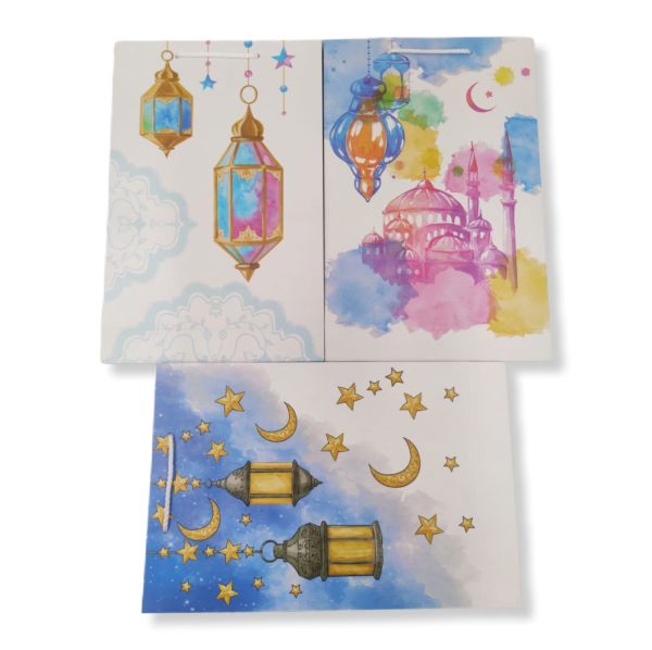 Roco Paper Karton Çanta Ramazan Tema Baskılı Set 26*40*8 cm 3 Adet