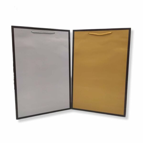 Roco Paper Karton Çanta Altın - Gümüş Baskılı Set 26*40*8 cm 2 Adet