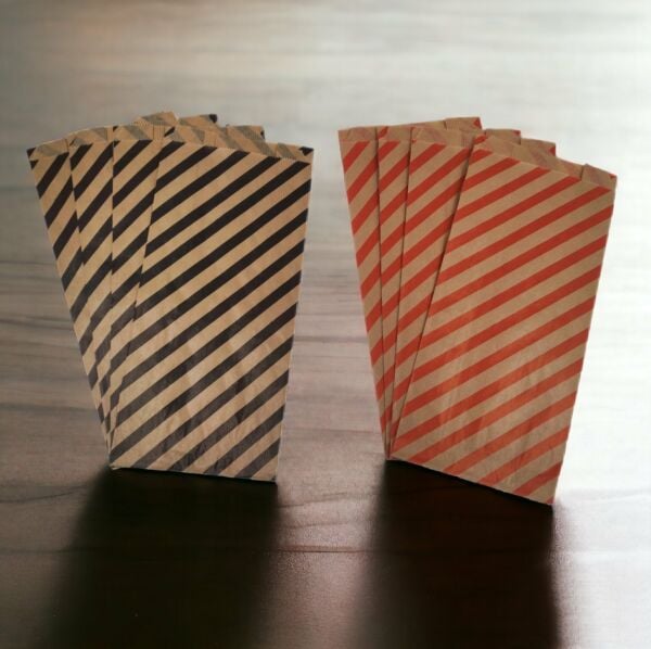 Roco Paper Çizgili Şamua Kraft Körüklü Set Kese Kağıdı 500gr 60 - 70 Adet 15*33 cm