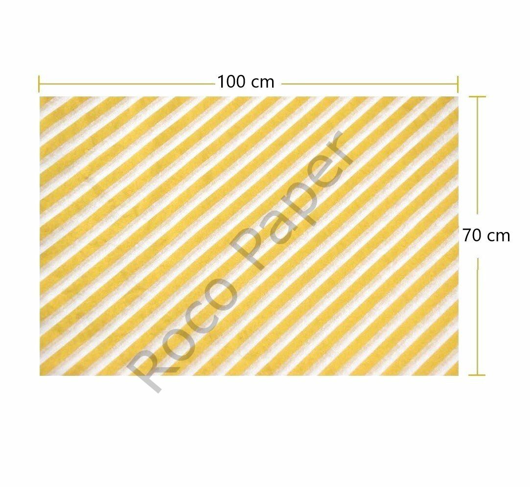 Roco Paper Ambalaj Kağıdı Beyaz Altın Verev Çizgili 40gr 70x100cm 10'lu Paket