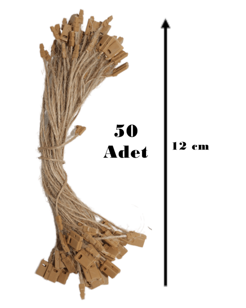 Yeşil Çam Kraft Etiket - Yılbaşı Teşekkür ve Fiyat Etiketi 50 Adet - 50'li Hasır Kilitli Jüt İp ve Beyaz Kalem