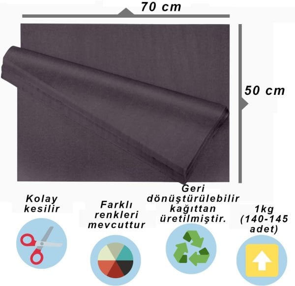 Siyah Pelur Kağıt 1kg 50x70 cm - Ekonomik Seri - 140-145 Sayfa