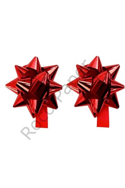 Roco Paper Yıldız Desenli Parlak Kırmızı Rafta - 100 Adet - Çap 5 cm