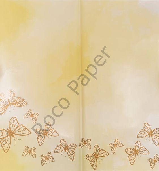 Çiçek Ambalaj Kağıdı - Koyu Krem - Altın Kelebekli - 5 Adet - Mat OPP 58x58 cm